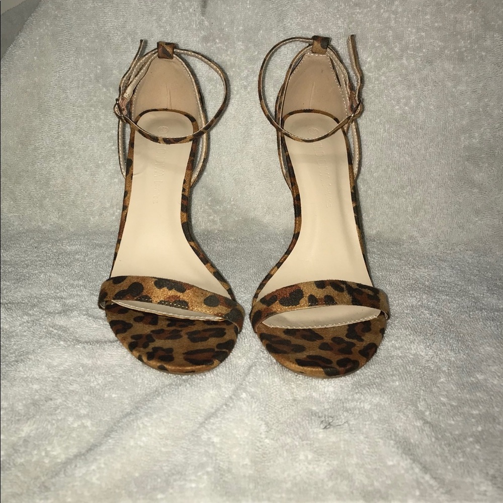 Wild Diva Leopard print strap heels